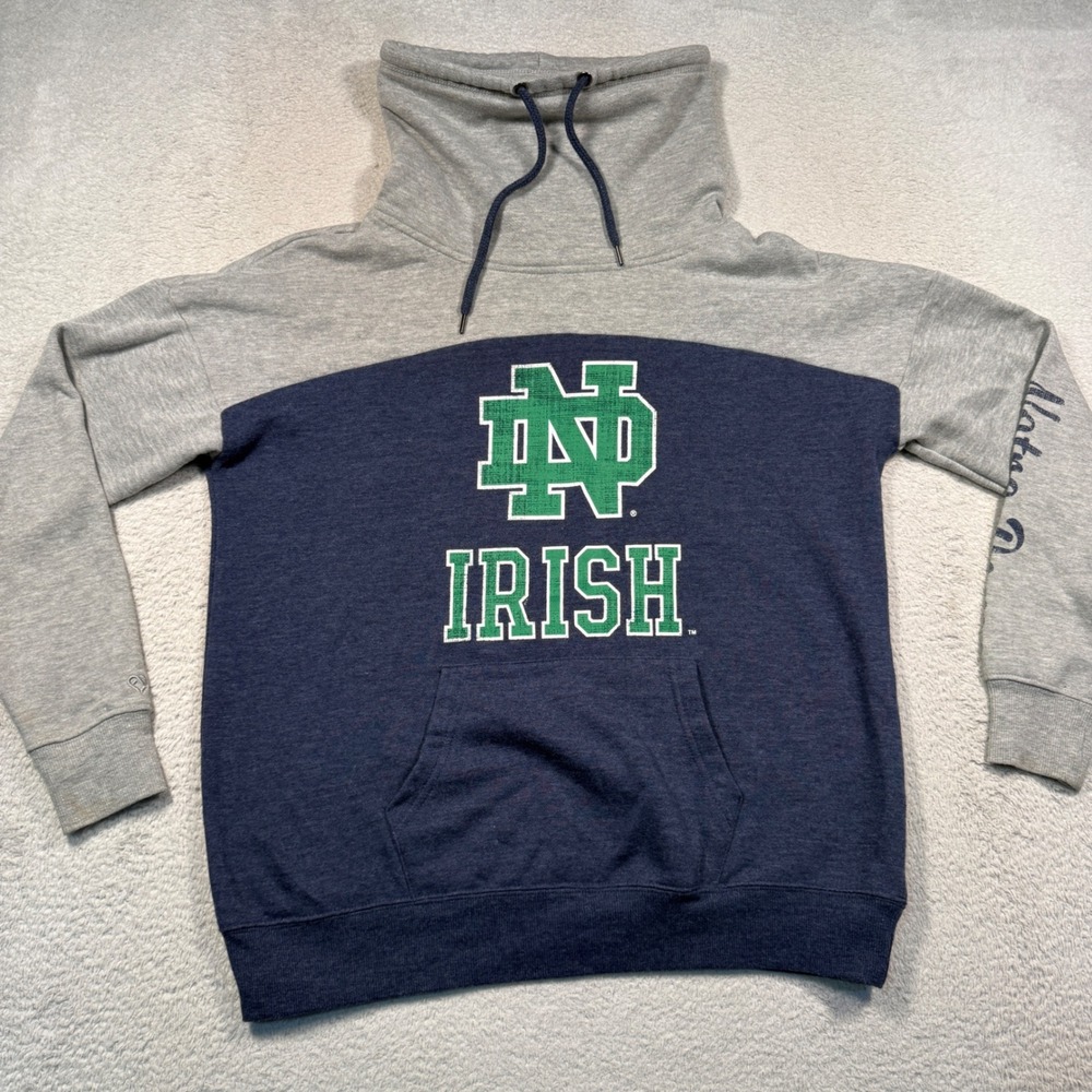 Colosseum‎ Notre Dame Sweatshirt Womens Small Navy Grey Cowl Neck Pullover